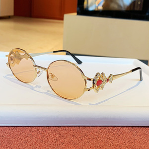 Retro Oval <b>Sunglasses</b> Metal Frame Rhinestone Decor Women UV400 Type 3 Sunshades - Product Image 1