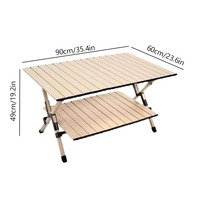 Table rectangulaire pliante double couche pour l'extérieur, portable, multifonctionnelle, pour camping, pique-nique, en alliage d'aluminium léger