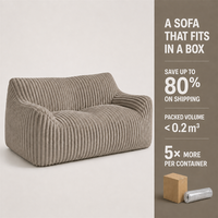 Fauteuil pouf côtelé haut de gamme en velours côtelé, confortable, modulaire, rembourré en mousse, pour petit appartement, studio ou coin lecture