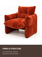 Fauteuil chaise longue moderne en tissu bouclé, fauteuil d'appoint rembourré à siège unique pour salon ou coin lecture