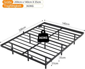 Lit flottant avec éclairage LED <span class=keywords><strong>à</strong></span> cadre <span class=keywords><strong>à</strong></span> <span class=keywords><strong>lattes</strong></span> 140*200cm/160*200cm/180*200cm, construction métallique durable - Product Image 2