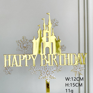 Decoración de Pastel con Miel y Dulzura, Adorno Acrílico de Castillo y Copo de Nieve, Feliz Cumpleaños, Artículos para Fiestas de Cumpleaños - Product Image 6