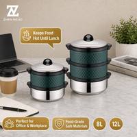 Ensemble de 2 casseroles isothermes à double paroi en acier inoxydable Zhenneng, 8L + 12L, en acier inoxydable 410 avec poignée en PP, pour la cuisine et la salle à manger
