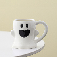 Mug en céramique à thème Halloween, motif fantôme et chauve-souris, élégant et accrocheur, idéal pour préparer et infuser le thé au lait, luxe léger et minimaliste