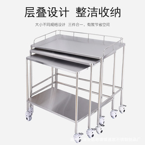 รถเข็นสแตนเลสสำหรับโรงพยาบาล Tongchen ขนาด 100x53x90 ซม. ชั้นเดียว พร้อมล้อ สำหรับใช้ทางการแพทย์ - Product Image 5