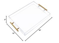 Plateau de service en acrylique transparent écologique avec poignées dorées 12"x16" – Polyvalent, durable et léger pour café, jus et plus encore