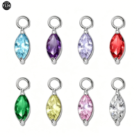 Pendentif petit anneau en titane F136 avec zircon marquise pour la création de bijoux DIY (boucles d'oreilles, bracelets, colliers) – Accessoires unisexes