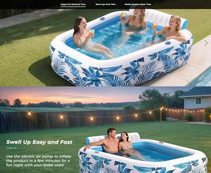 Grande <span class=keywords><strong>piscine</strong></span> gonflable en PVC d'usine avec support de gobelet de siège de dossier de 3 soupapes d'air <span class=keywords><strong>pour</strong></span> la pelouse extérieure d'arrière-cour - Product Image 6