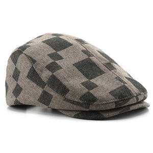 Béret Unisexe Quatre Saisons Style Rétro Britannique à Carreaux Imprimés en Coton Chaud Respirant et Ajustable, Style <span class=keywords><strong>Peintre</strong></span> Coréen Japonais - Product Image 5