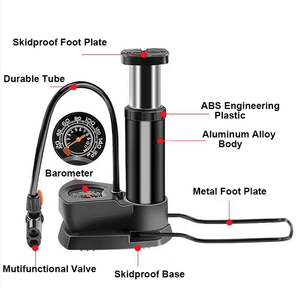 Bomba de Bicicleta Portátil Mini con Manómetro, Accesorios para Válvulas <span class=keywords><strong>Presta</strong></span> y Schrader, Bomba de Pie Fácil de Transportar para Mantenimiento de Bicicletas - Product Image 6