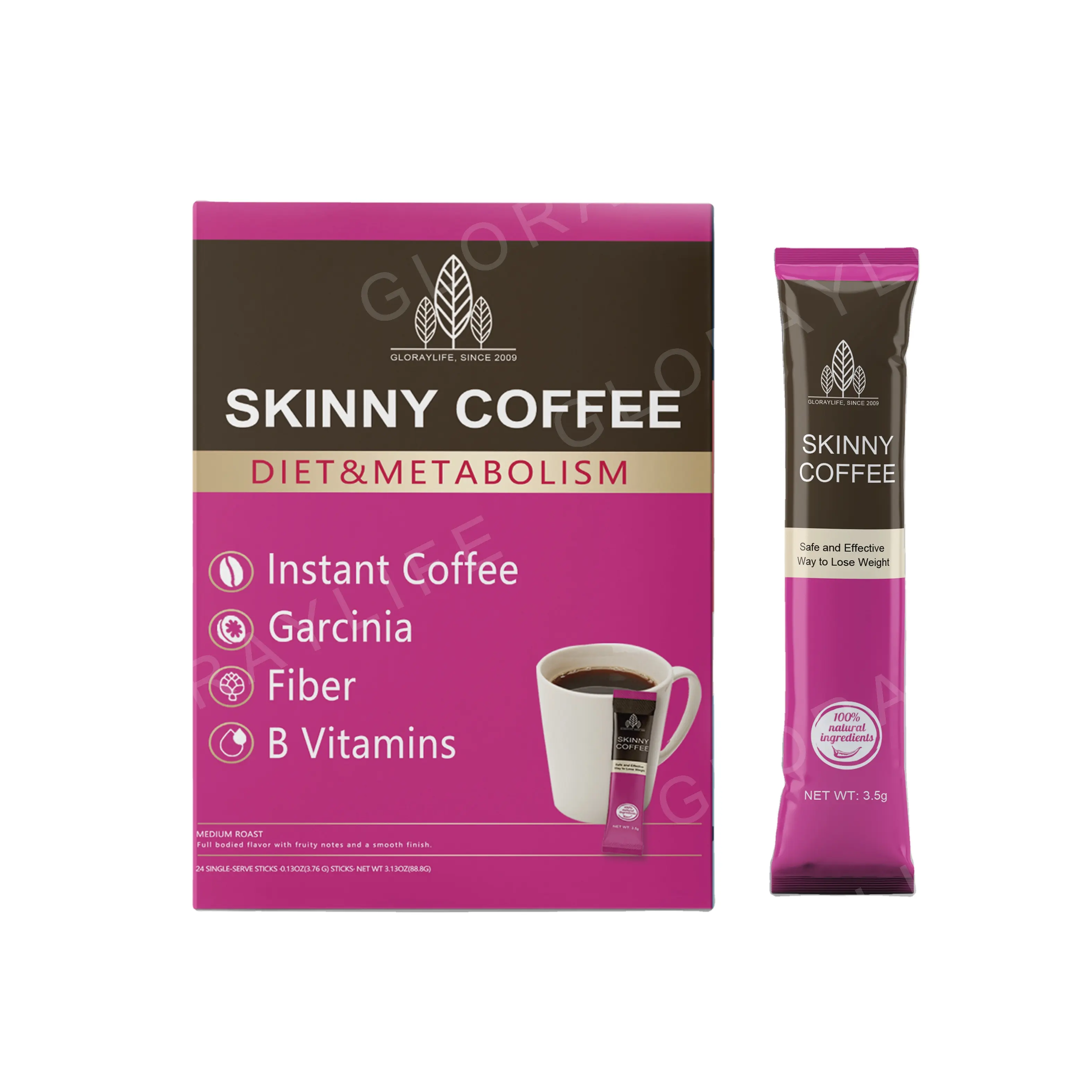 Super Skinny Coffee Powder Sachets Gluten Free Energy Boost Coffee High Quality Coffee Beans For Weight Loss Factory Supply