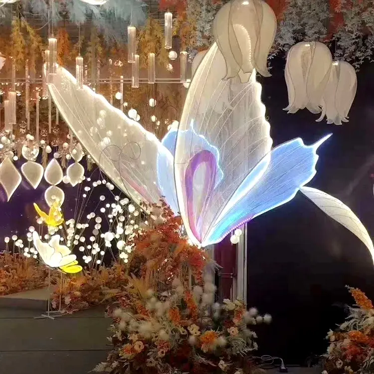 Novo design de fundo de borboleta grande para o casamento do jardim
