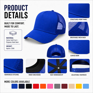 Gorra Trucker de 5 Paneles con Logotipo Personalizado, Malla Transpirable, Ajustable, al por Mayor, Gorra de Béisbol Lisa para Equipos, 12 Colores, Rojo - Product Image 4