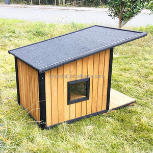 SDD031 Niche pour chien en bois <span class=keywords><strong>avec</strong></span> toit plat, <span class=keywords><strong>chenil</strong></span> extérieur pour chiens, résistant aux intempéries, <span class=keywords><strong>abri</strong></span> élégant pour animaux <span class=keywords><strong>de</strong></span> compagnie <span class=keywords><strong>de</strong></span> <span class=keywords><strong>jardin</strong></span>, structure robuste - Product Image 3