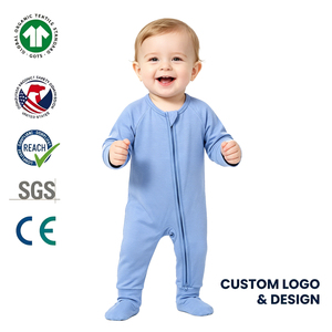 Combinaison <span class=keywords><strong>Bébé</strong></span> Unisexe en Bambou Babee, <span class=keywords><strong>Pyjama</strong></span> Nouveau-né avec Fermeture Éclair Bidirectionnelle et Pieds Rabattables, Certifiée GOTS et CPC, Qualité Supérieure - Product Image 1
