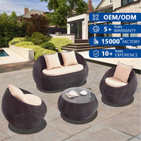 Ensemble de meubles d'extérieur contemporains en rotin PE avec cadre en aluminium pour terrasse, canapés de jardin confortables et modernes