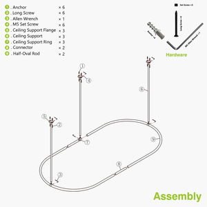 Tringle <span class=keywords><strong>de</strong></span> <span class=keywords><strong>douche</strong></span> ovale en acier inoxydable épais, noir mat, robuste, antirouille, sans soudure, pour baignoire, <span class=keywords><strong>fixation</strong></span> au <span class=keywords><strong>plafond</strong></span> - Product Image 6