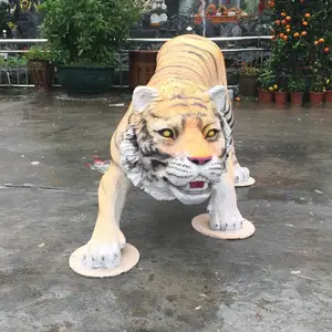 Estátua de animal vivi em fibra de vidro, modelo personalizado de tigre em fibra de vidro para o parque temático