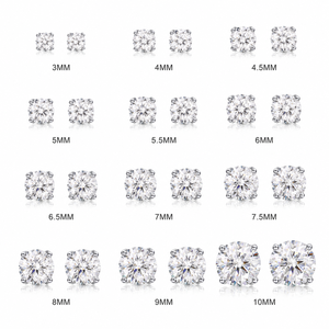 Boucles d'oreilles clous en moissanite taille brillant ronde de 3mm-10mm avec fermoir à vis en argent sterling 925, luxe unisexe pour hommes et femmes Alice - Product Image 5