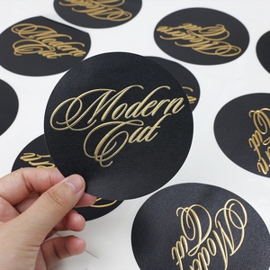 Giấy Kết Cấu Tự Dính Cắt Chết Logo Tùy Chỉnh Nhãn Dập Nổi Miếng Dán Dập Nổi <span class=keywords><strong>3D</strong></span> Bằng Lá Vàng - Product Image 3