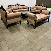 Ensemble de canapés en teck détachable, confortable et élégant, avec finition antique, pour le mobilier de salon