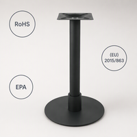 Base de table ronde en métal noir mat sur mesure OEM, support de table à manger à piétement unique thermolaqué pour restaurant et café