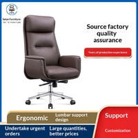 Chaise de bureau de direction en cuir PU de luxe, ergonomique, réglage multi-niveaux, vérin à gaz certifié, roulettes silencieuses, base en acier monobloc