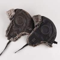 Gorro Ushanka de Invierno, Estilo Aviador, de Lana, Grueso, de Cuero, para Clima Frío, para Escalar