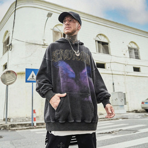 Streetwear Distressed Sweat Suit <strong>Demon</strong> <strong>Slayer</strong> Woobie Fluffy Knit Chenille Brown 3D Puff Printing Washed <strong>Hoodie</strong> - Product Image 1