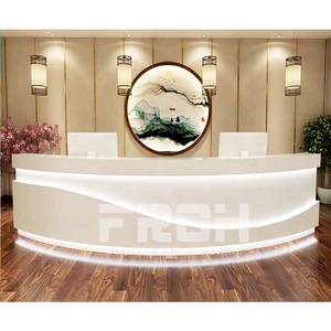 Quầy Tiếp Tân <span class=keywords><strong>LED</strong></span> Cong Thương Mại Bàn Làm Việc Phía Trước Văn Phòng Bàn Tiếp Tân Phòng Khám Spa Thẩm Mỹ Viện - Product Image 3