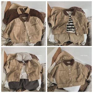 Manteau en velours côtelé pour garçon et fille, style japonais rétro Simple, vestes amples pour le printemps - Product Image 2