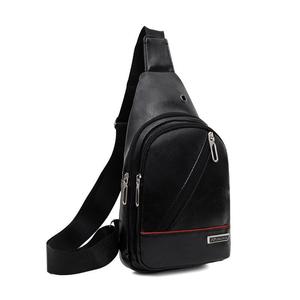 Men's PU Chest Bag Waterproof Casual Outdoor Sport Travel Backpack Solid Color Black Brown Coffee - Product Image 3
