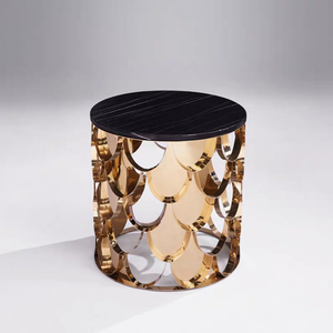 Série En Acier inoxydable Meubles Écaille de <span class=keywords><strong>Poisson</strong></span> de Couleur <span class=keywords><strong>D</strong></span>'<span class=keywords><strong>or</strong></span> de Conception Côté <span class=keywords><strong>Table</strong></span>, <span class=keywords><strong>Table</strong></span> <span class=keywords><strong>Basse</strong></span> Ronde - Product Image 6