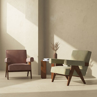 Fauteuil de salon confortable en bois massif et flanelle, style moderne et décontracté, YOUTAI