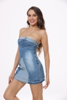 Nouvelle robe en jean de soirée au design original, robes sans manches personnalisées pour femmes