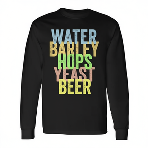 Ingredientes para la elaboración de cerveza: Agua, Cebada, Lúpulo, Levadura, Cerveza Ale, Camiseta de manga larga - Product Image 2