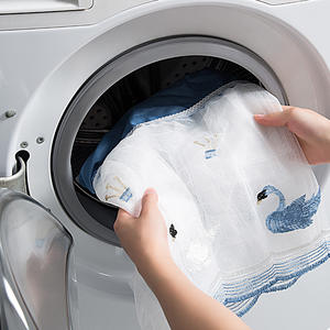 Housse de climatiseur Longkai, grande, bleue, en dentelle, anti-poussière, murale, moderne, simple, en fibre de polyester - Product Image 3