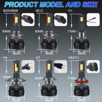 Ampoules de phares LED H1 H4 H7 H11 9005 9006 9012 240W 29000LM Triple Tube en Cuivre Canbus Plug & Play Étanche IP67 6000K 12V