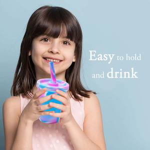 सिलिकॉन बच्चों के कप ढक्कन और पुआल अनब्रेकेबल और टिकाऊ बच्चों के टंबलर बीपीए मुक्त सिलिकॉन बच्चों के लिए कप पीने के लिए - Product Image 5