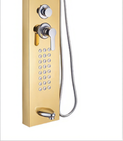 Panneau de douche de luxe en laiton au design moderne avec cartouche céramique, jets de pluie et de pulvérisation à pause, jets de massage spa pour salle de bain