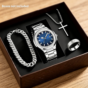 Ensemble de bijoux pour <span class=keywords><strong>homme</strong></span> 4 pièces avec <span class=keywords><strong>bracelet</strong></span>, collier croix et bague - Product Image 2