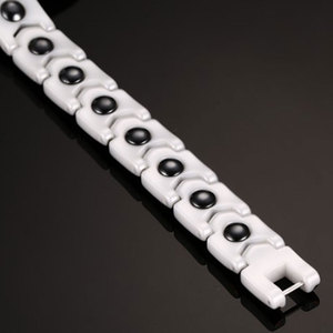 <span class=keywords><strong>Bracelet</strong></span> de thérapie magnétique bio en acier inoxydable avec perles en céramique blanche et hématite pour soulager la <span class=keywords><strong>douleur</strong></span>, l'arthrite, le syndrome du canal carpien - Product Image 3