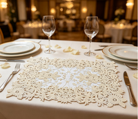 Napperons élégants en PVC brodés à motif classique doré 30x45cm, antidérapants, TUOTU, pour une mise en scène de table luxueuse pour les salles à manger à domicile