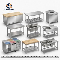 Table de travail modulaire en acier inoxydable pour cuisine commerciale avec évier et étagère, taille personnalisée pour restaurant