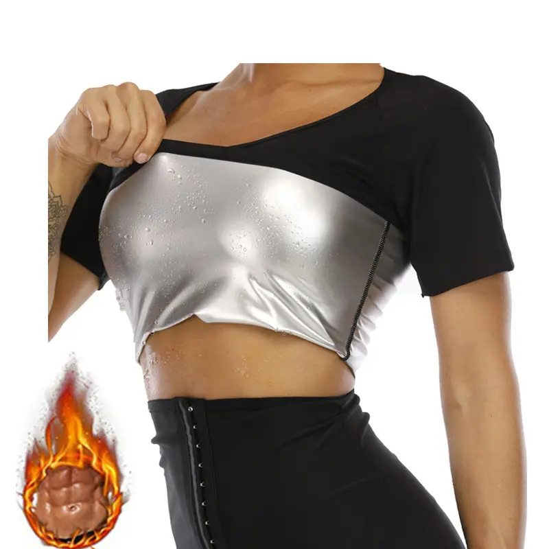 Men Women Workout Sweat Vest Weight Loss Fat Burner Sportswear Waist Trainer Corset Silver Coating Sauna Slimming Body Shaper