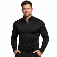 Sweat-shirts de sport décontractés personnalisés de haute qualité, légers, à manches longues, avec fermeture éclair 1/4, pour la gym, à compression, avec fermeture éclair quart de tour