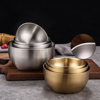 Bols à riz coréens durables et écologiques en acier inoxydable SUS304 de qualité alimentaire, à double paroi, fond carré, anti-brûlure, pour les fêtes