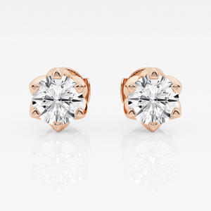 Luxury Sterling <b>Silver</b> 14k <b>Solid</b> Gold Hip Hop Stud <b>Earrings</b> for Women Round Brilliant Cut Gift Jewelry - Product Image 2
