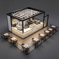 Comptoir de bar à café industriel de luxe léger personnalisé avec cadre en verre, kiosque multifonctionnel pour centre commercial, éclairage LED, facile à nettoyer, toutes tailles