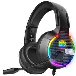 Hot Selling Stereo PC Casque Gaming Headset Headphone USB + 3.5mm 4 Pin Adjustable RGB Light Gaming Headset with Mic